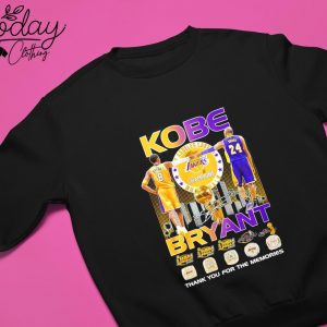 Original Kobe Bryant La Lakers Nba Champions Thank You For The Memories  Signature T-shirt,Sweater, Hoodie, And Long Sleeved, Ladies, Tank Top