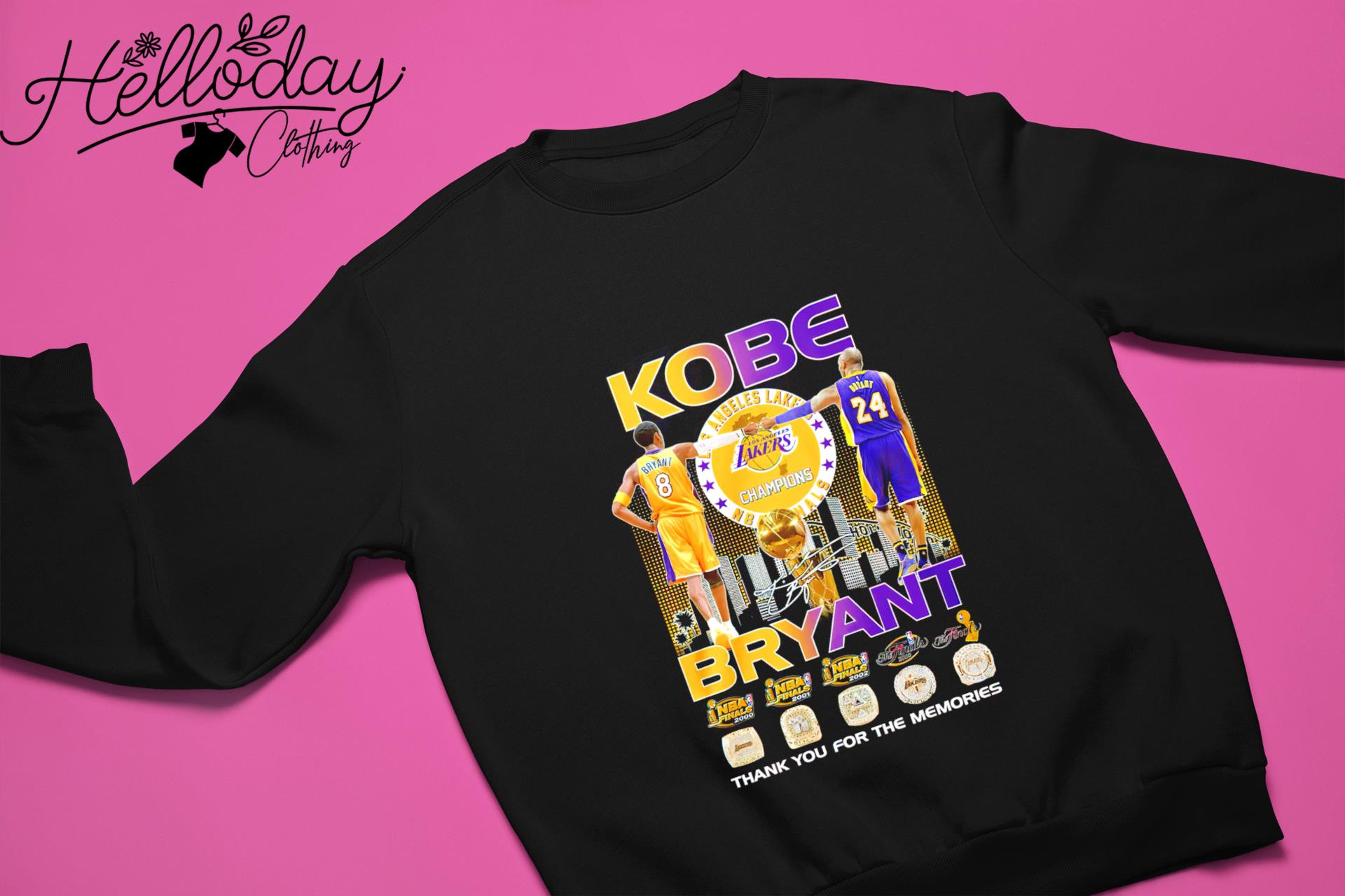 Original Kobe Bryant La Lakers Nba Champions Thank You For The Memories  Signature T-shirt,Sweater, Hoodie, And Long Sleeved, Ladies, Tank Top