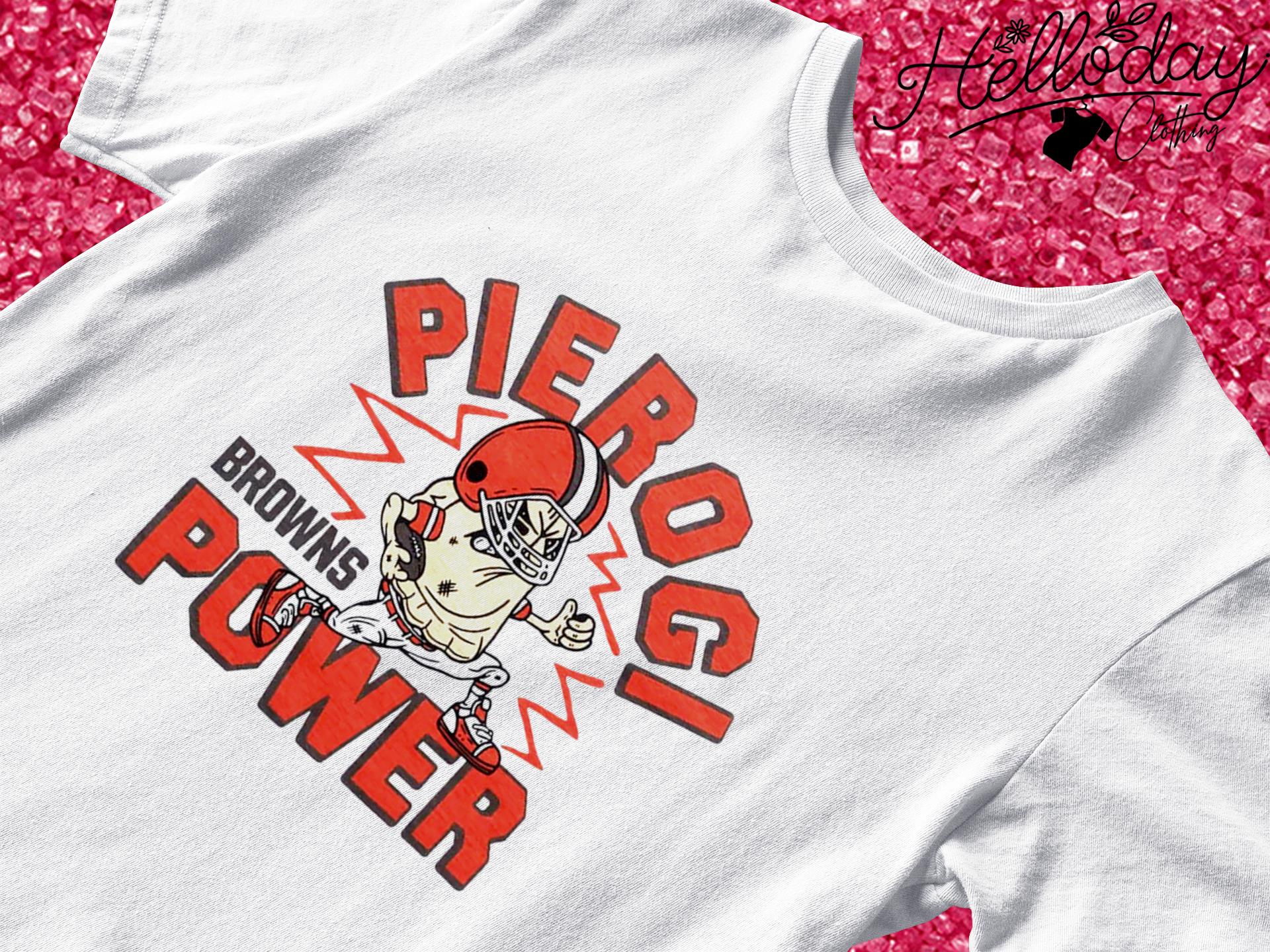 Cleveland Browns Pierogi Power T-Shirt from Homage. | Officially Licensed Vintage NFL Apparel from Homage Pro Shop.