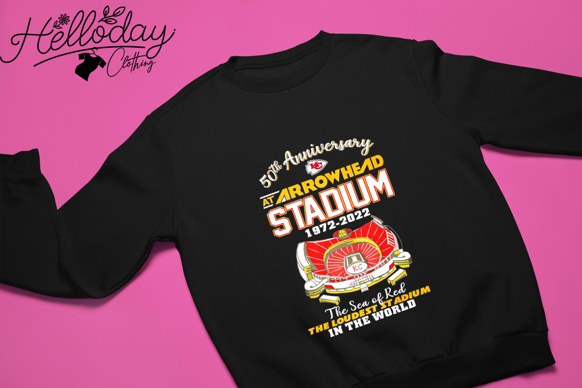 Kansas city Chiefs 50th anniversary at arrowhead stadium 1972 2022 the sea  of red shirt, hoodie, sweater, long sleeve and tank top