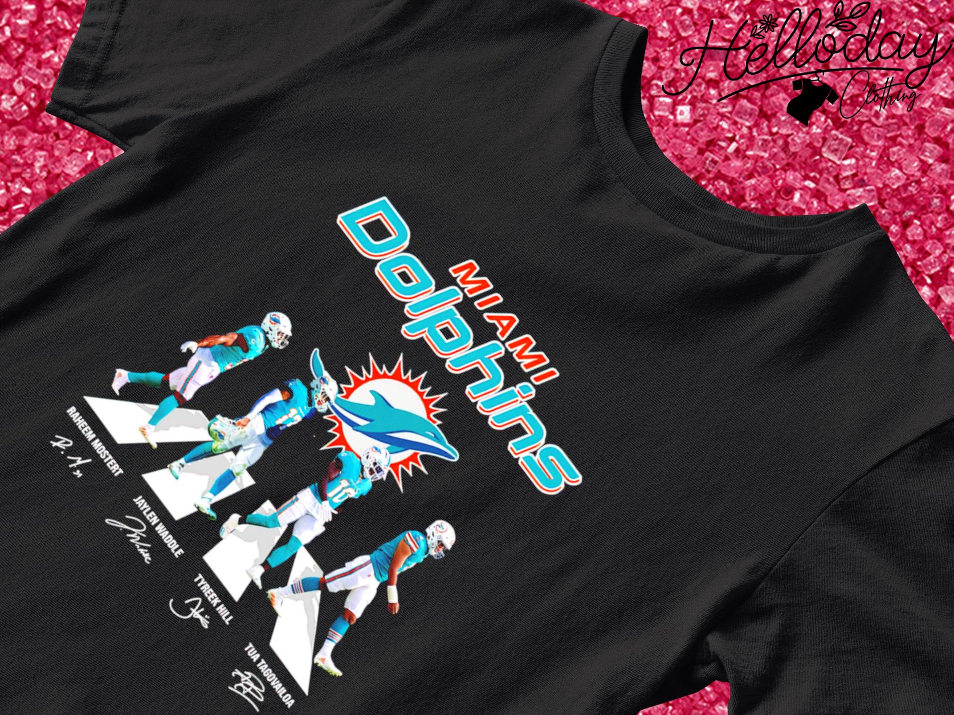 Miami Dolphins Raheem Mostert Jaylen Waddle Tyreek Hill And Tua Tagovailoa  Abbey Road Signatures Shirt - Limotees