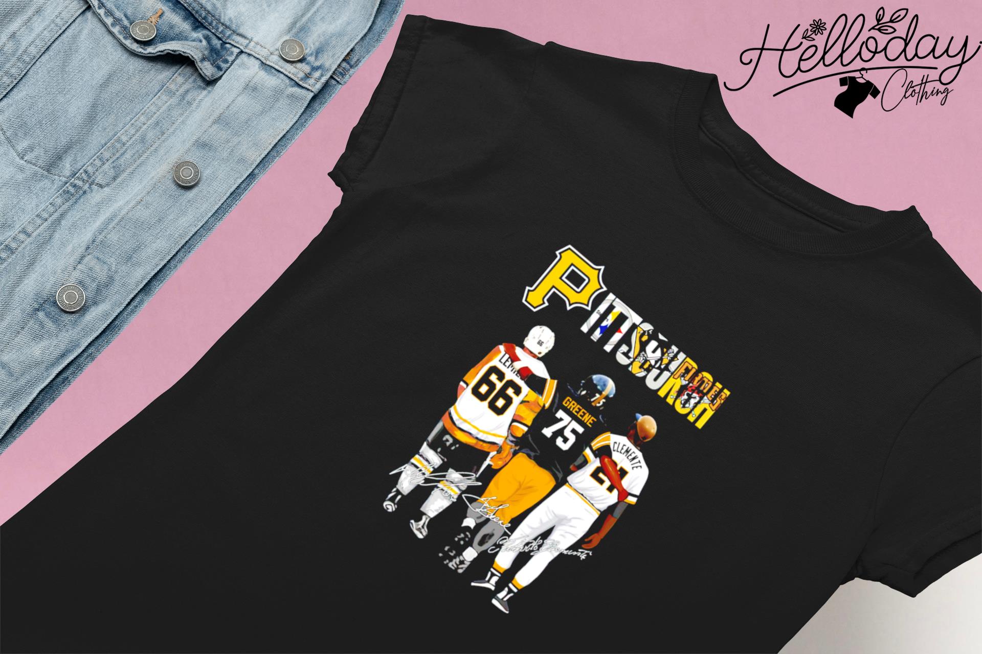 Mario Lemieux and Joe Greene and Clemente Pittsburgh signatures shirt,  hoodie, sweater, long sleeve and tank top