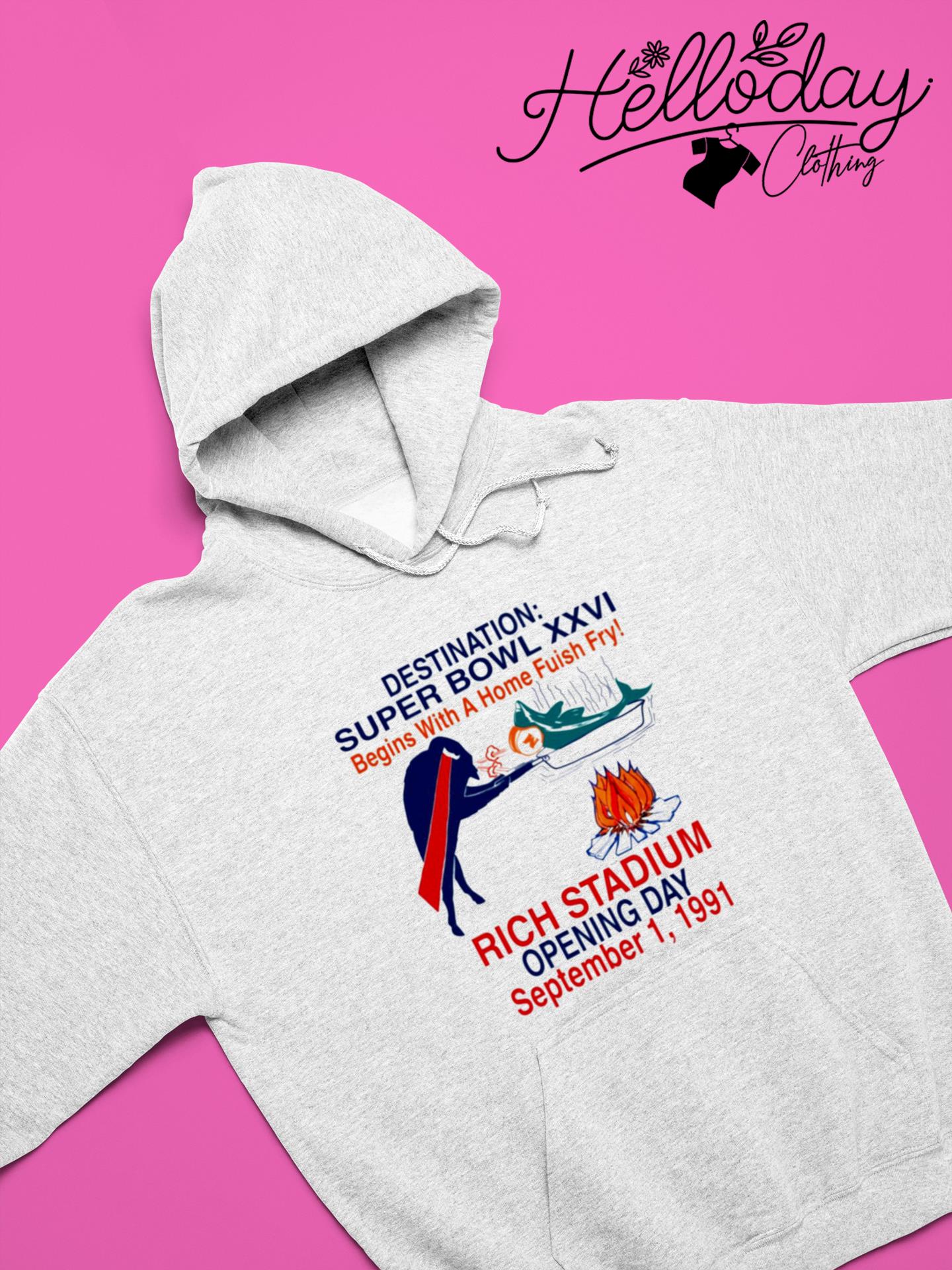 Buffalo Bills vs Miami Dolphins mascot Destination Super Bowl XXVI begins  with a home fuish fry shirt, hoodie, sweater, long sleeve and tank top