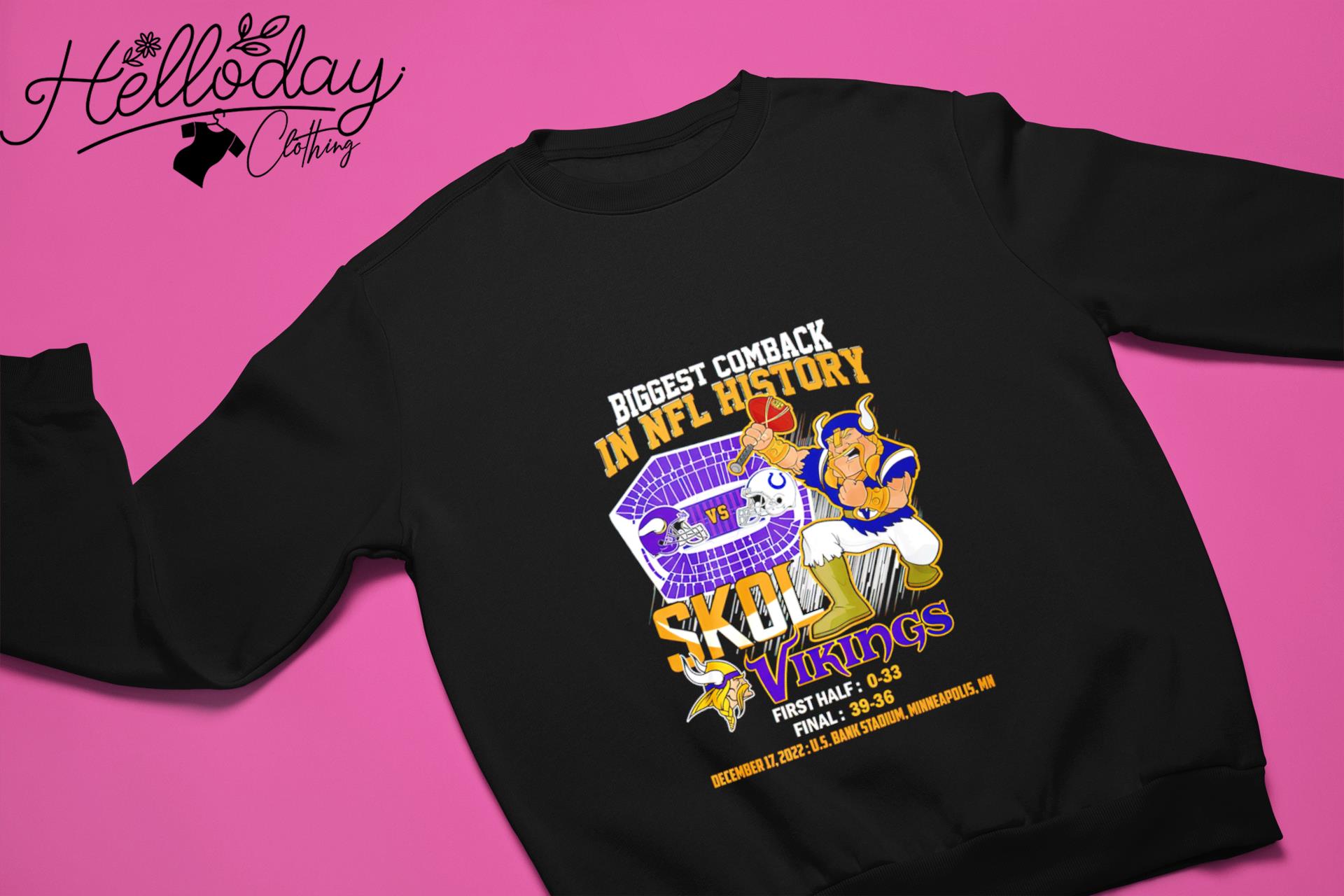 Top Skol minnesota vikings largest comeback in nfl history shirt, hoodie,  sweater, long sleeve and tank top