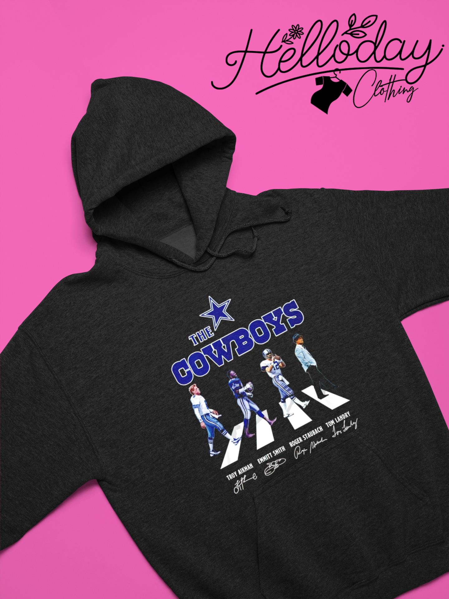 The cowboys Roger Staubach Emmitt Smith Troy Aikman Tom Landry signature  shirt, hoodie, sweater, long sleeve and tank top