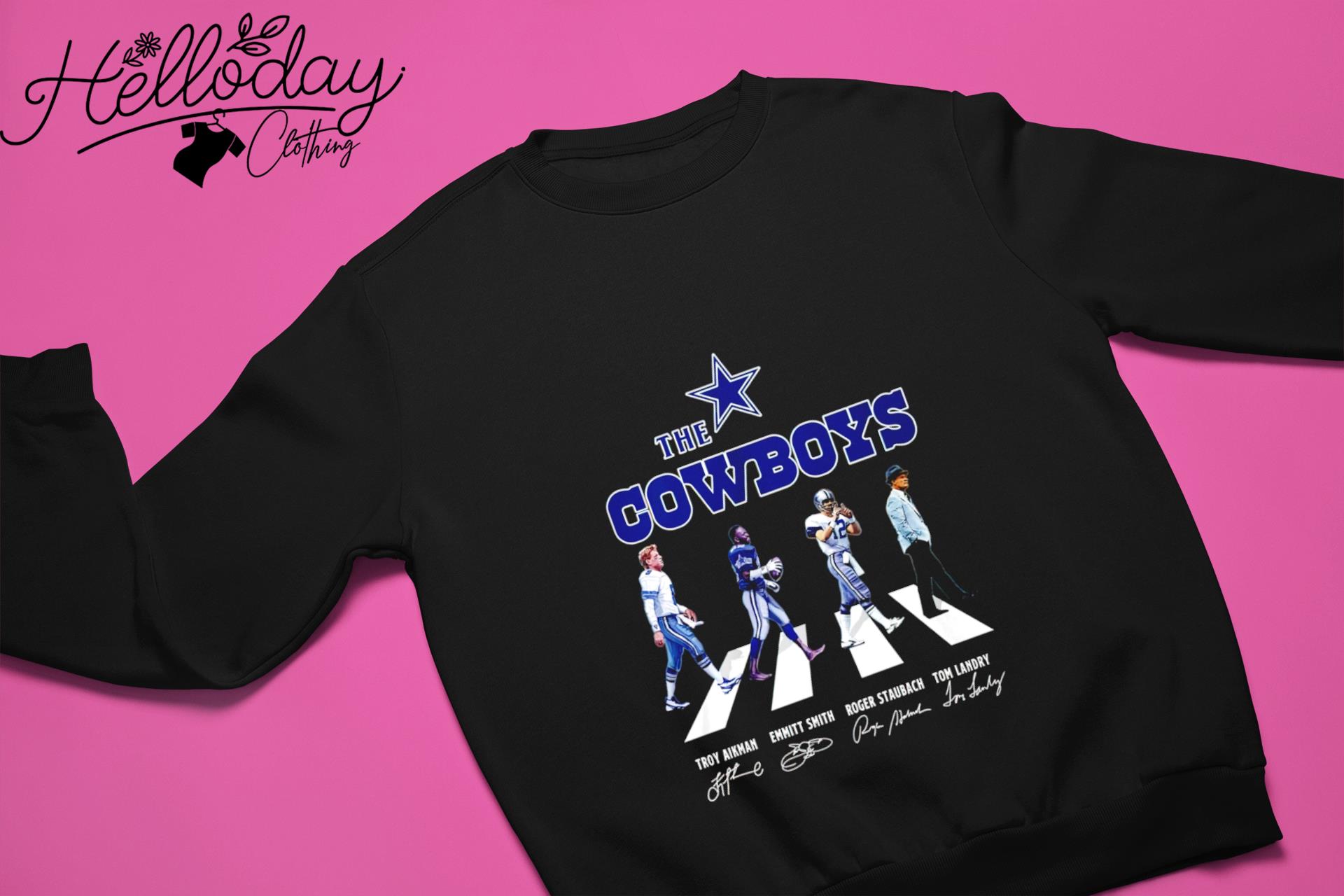 Official The Cowboys Roger Staubach Emmitt Smith Troy Aikman Tom Landry  Abbey Road Signatures Shirt, hoodie, sweater, long sleeve and tank top