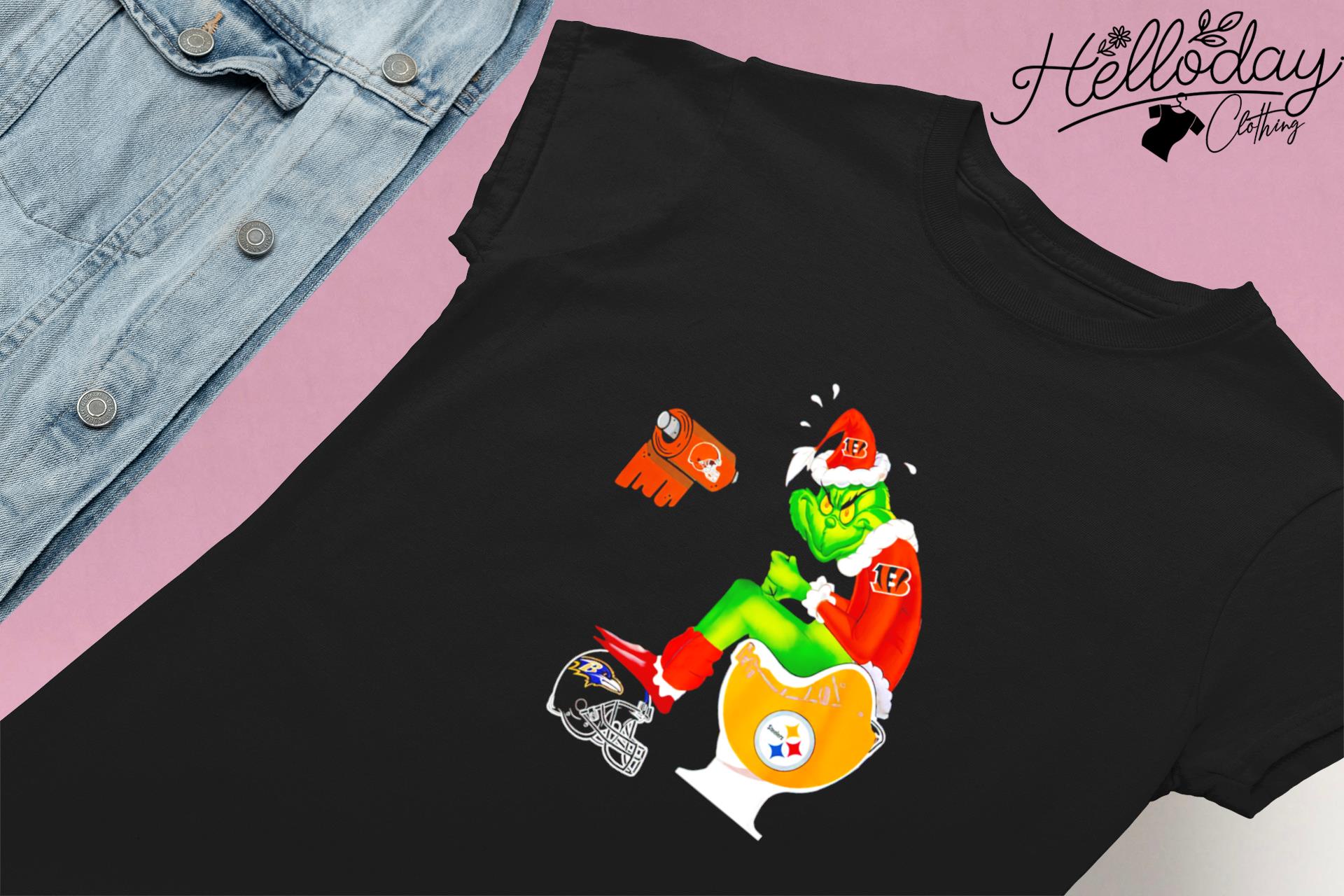 Buy Merry Grinchmas The Grinch Baltimore Ravens Toilet On Pittsburgh  Steelers Cleveland Browns Cincinnati Bengals Shirt For Free Shipping CUSTOM  XMAS PRODUCT COMPANY