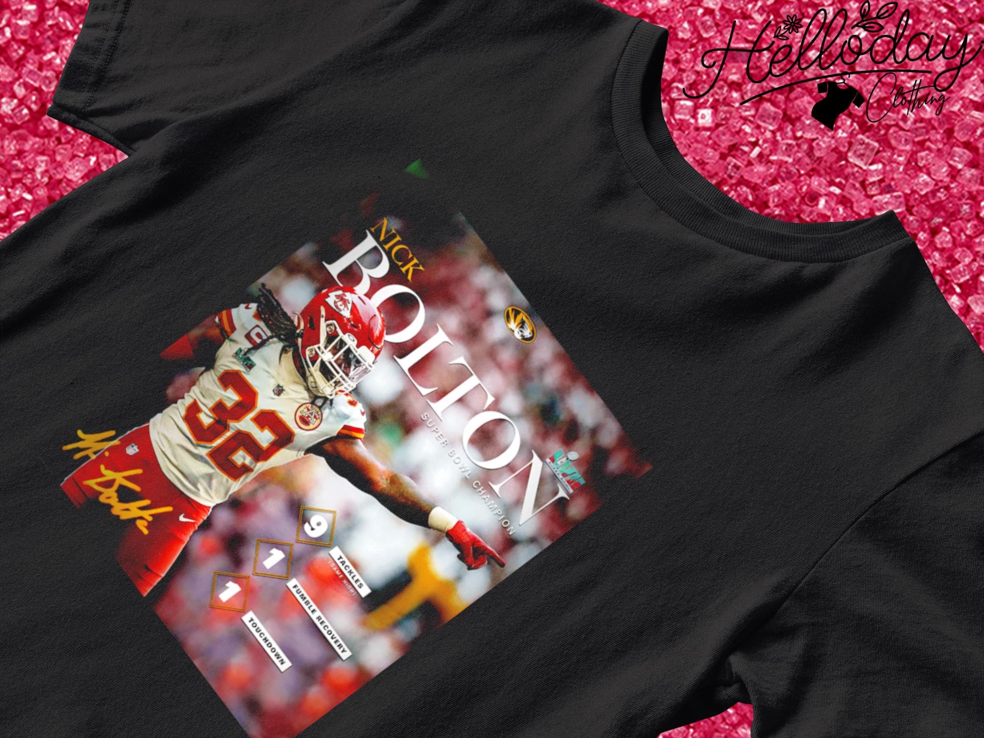 Mizzou Tigers and Kansas City Chiefs Nick Bolton first Mizzou TD in Super  Bowl history shirt, hoodie, sweater, long sleeve and tank top