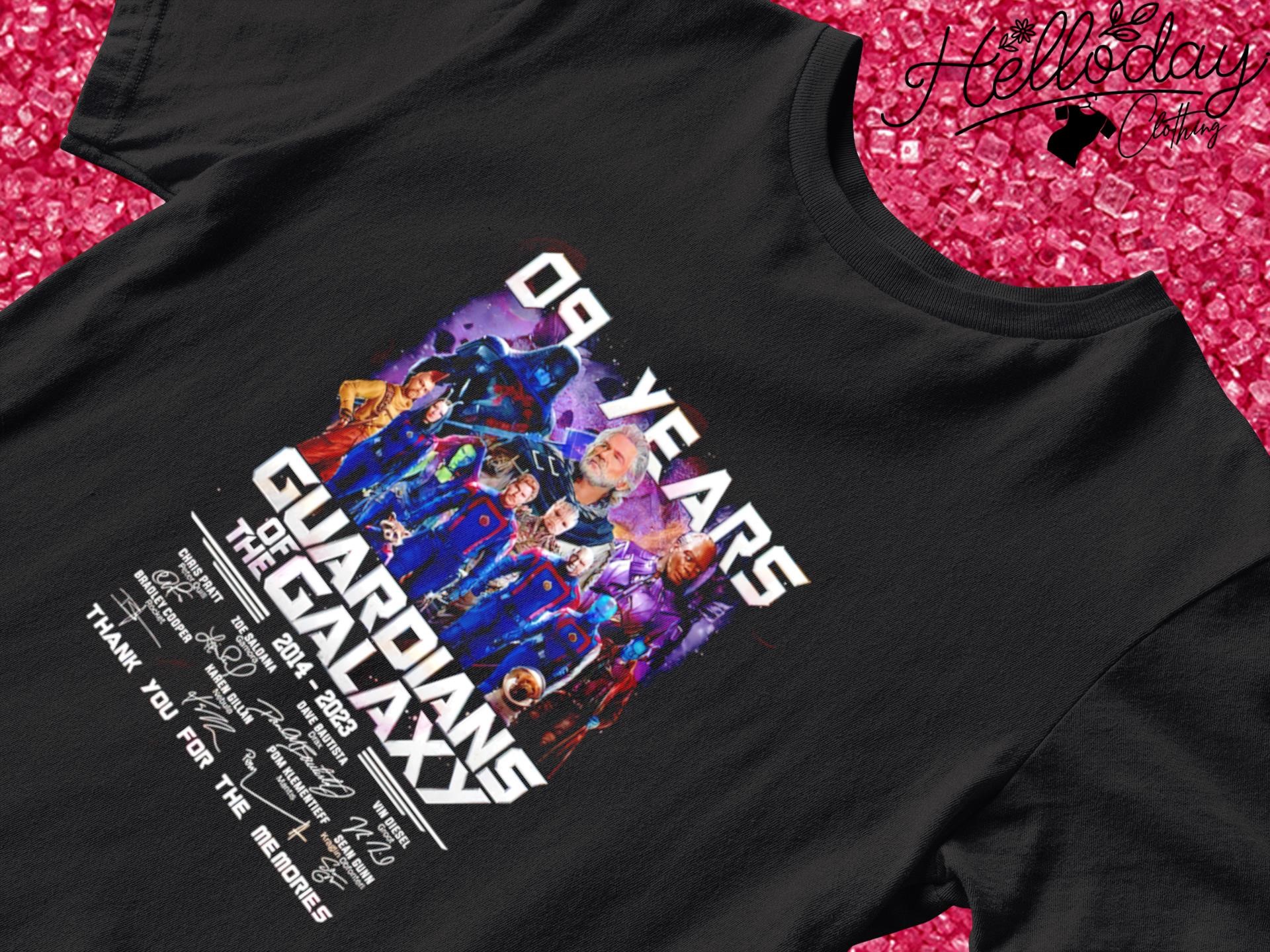 09 years Guardians of the Galaxy 2014-2023 thank you for the memories signature shirt