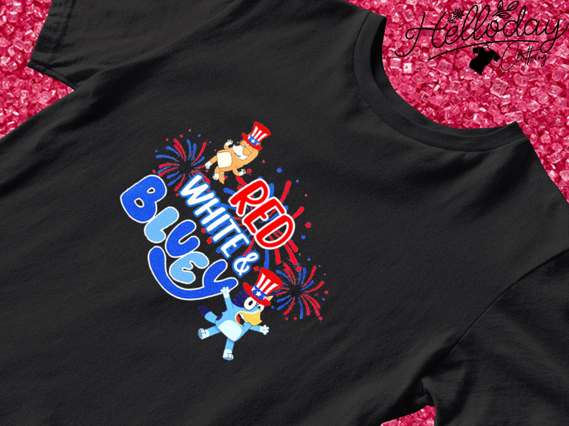 Red White and Bluey Fireworks shirt