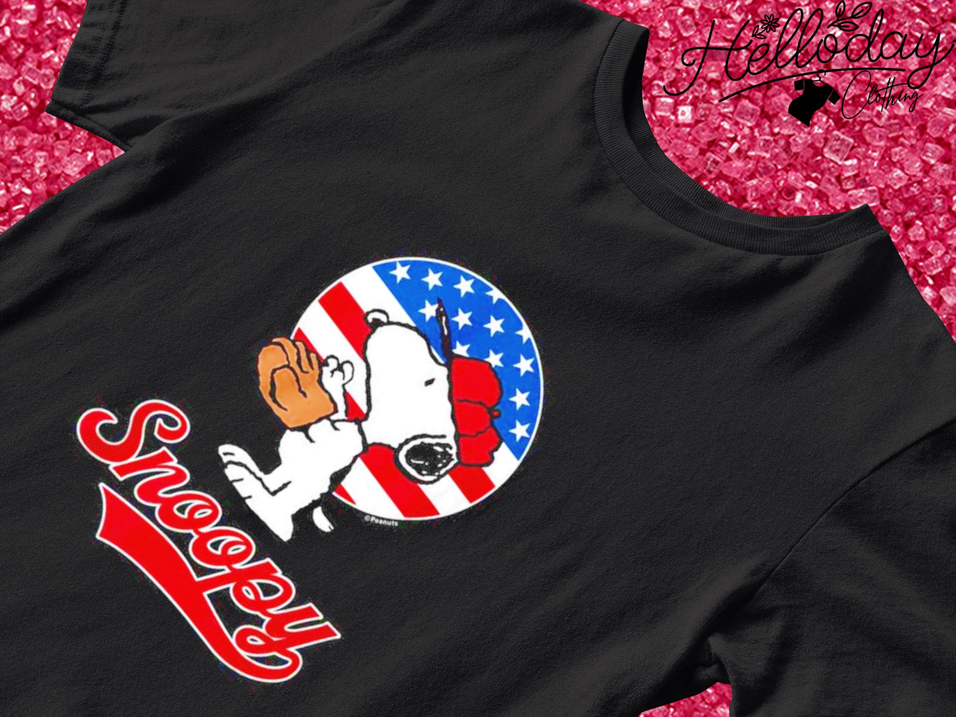 Snoopy Peanuts baseball USA flag shirt