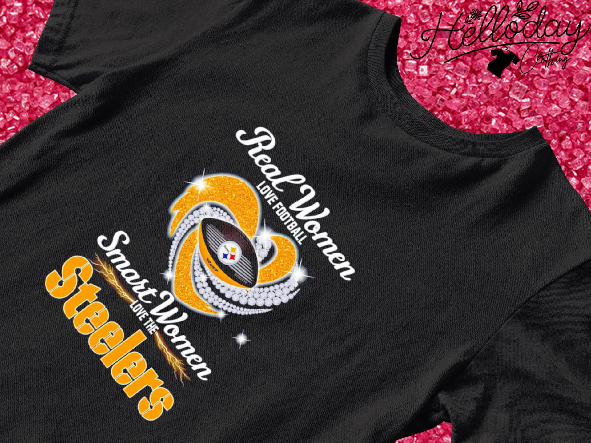 Real Women Love Football Smart Women Love The Steelers Diamond Heart 2023  Shirt