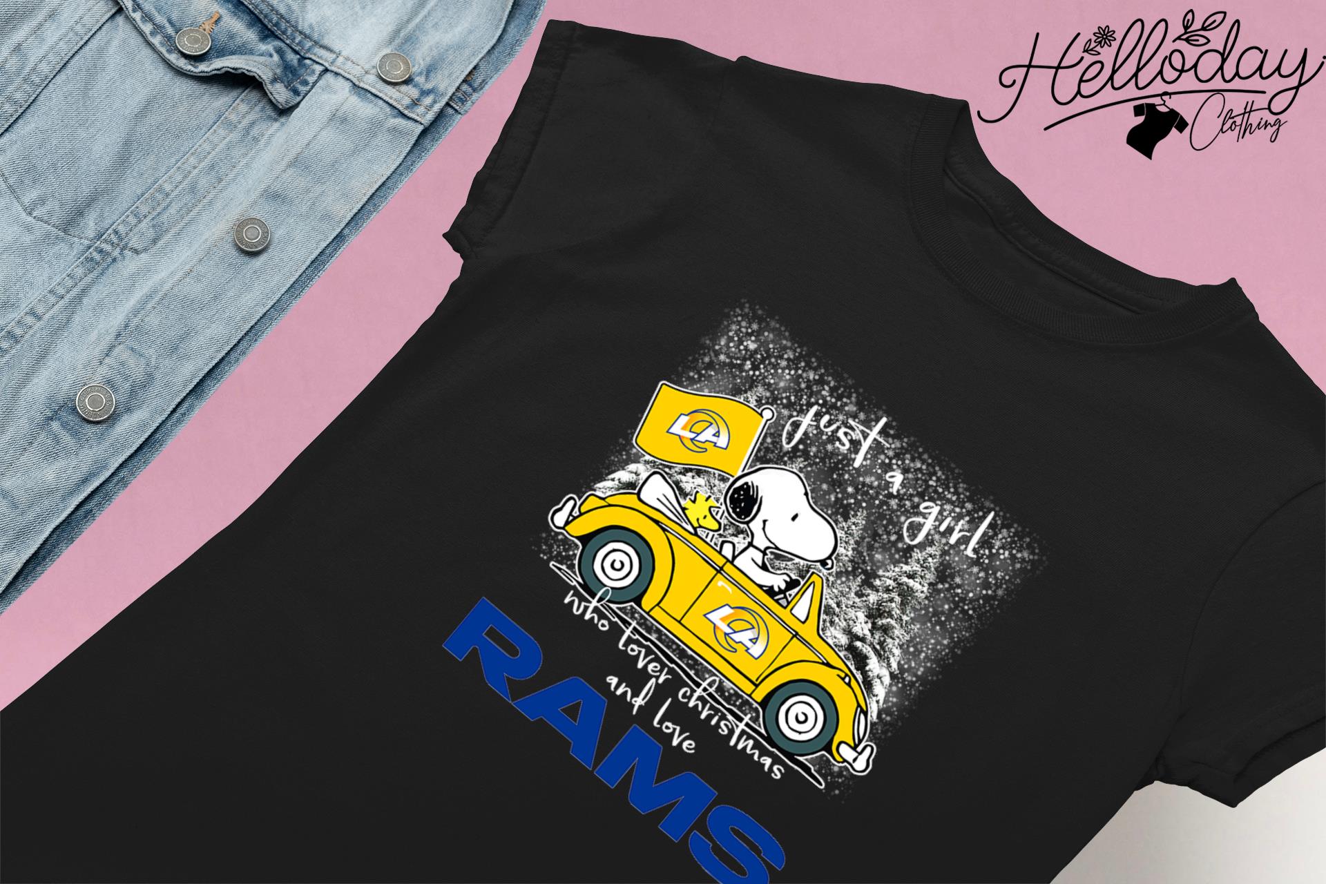 Snoopy And Woodstock Just A Girl Who Lover Christmas And Love Los Angeles  Rams Shirt - Limotees