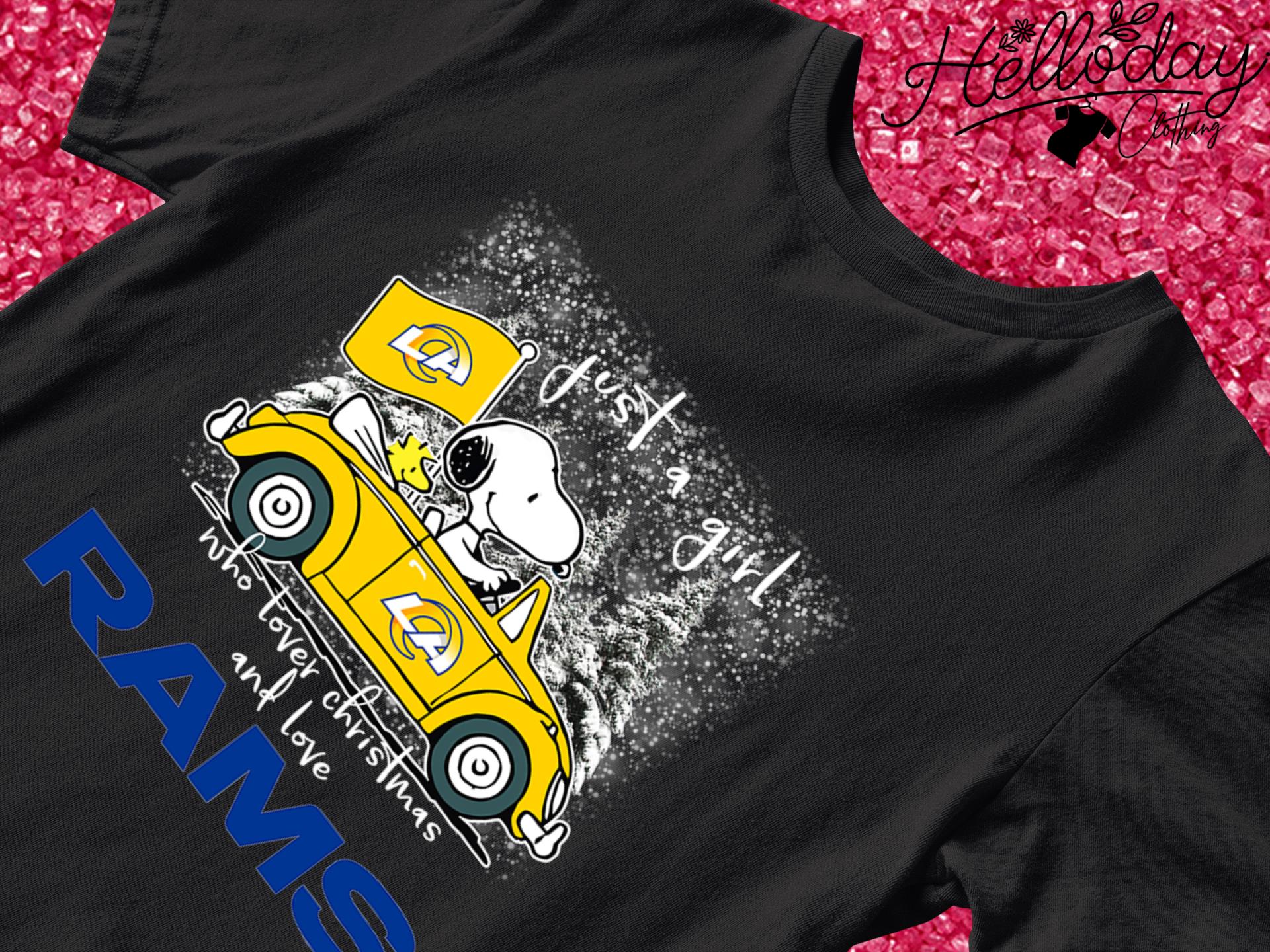 Snoopy and Woodstock just a girl who lover christmas and love Los Angeles  Rams shirt - Dalatshirt