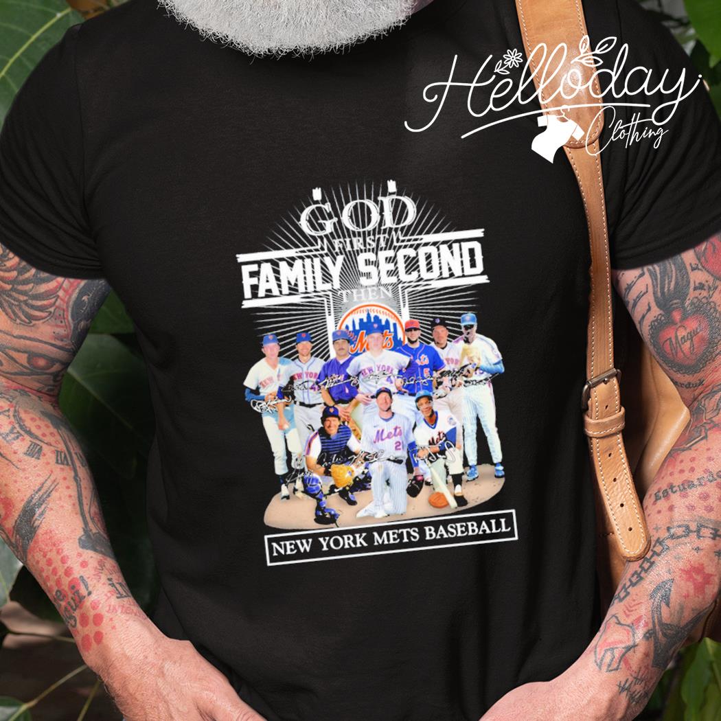 God first family second then new york mets baseball logo 2023 T